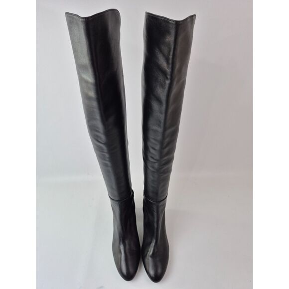 Stuart Weitzman Women's Black Stretch Leather Over-The-Knee Boots SG153 Size 6.5 - Picture 3 of 7